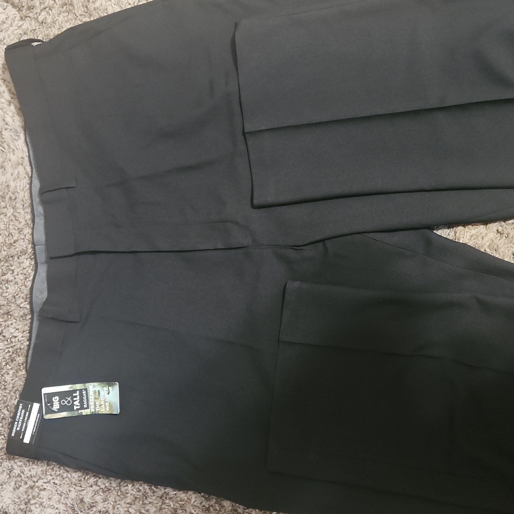 Haggar Men's Black Premium Comfort Dress Pants Big And Tall 44x34